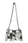 sparkle discs nano shoulder bag in metal mesh