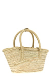 le petit panier soli shopping bag in woven straw and tone-on-tone smooth leath