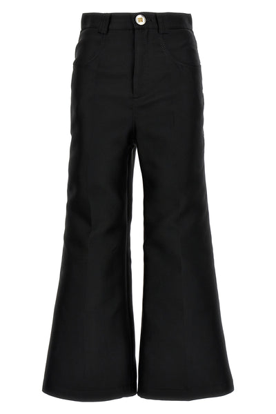 cropped silk blend pants