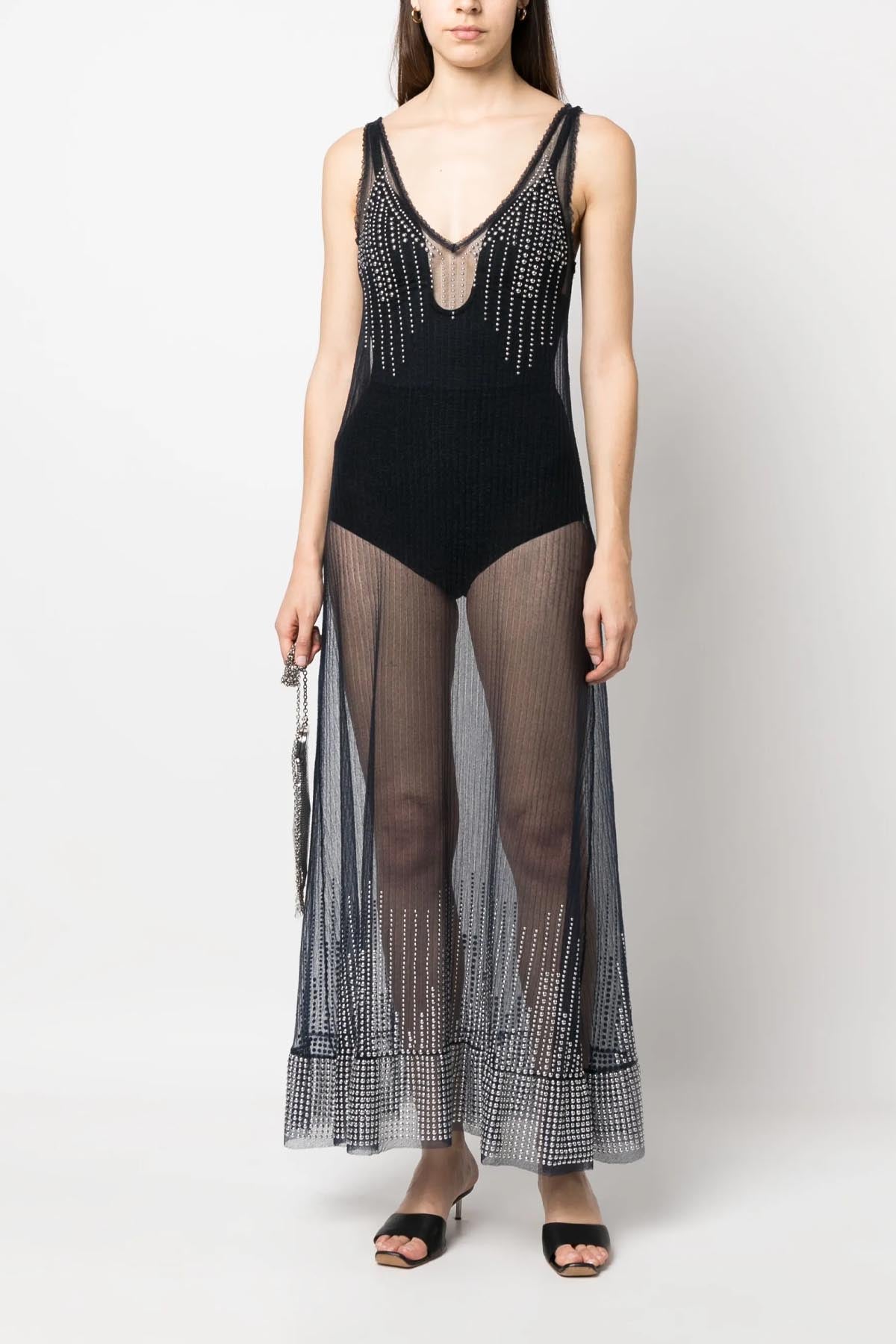 transparent mesh fabric dress