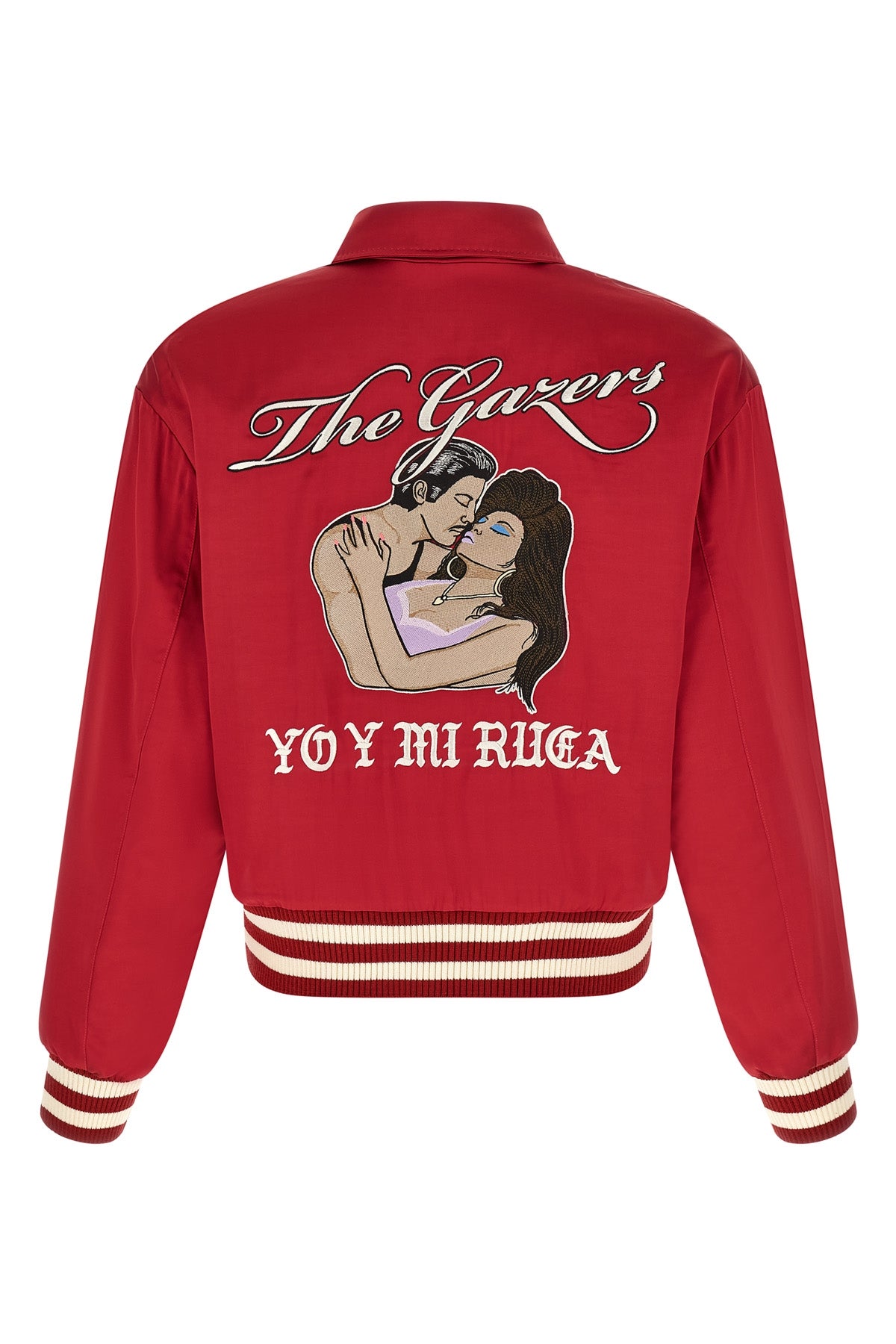 aces satin club shiny viscose satin bomber jacket