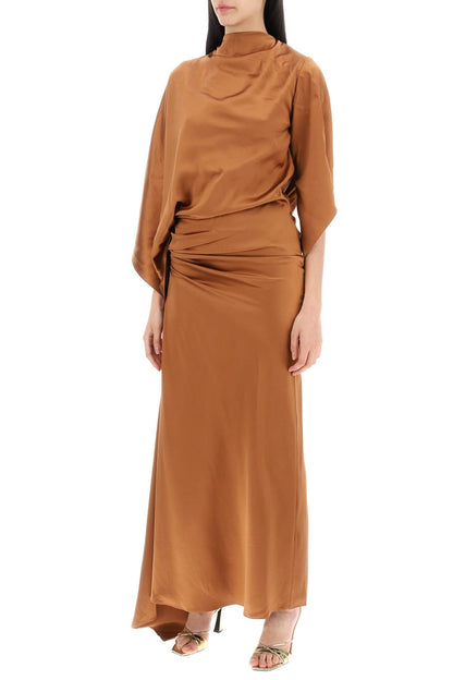 cusco silk draped midi dress