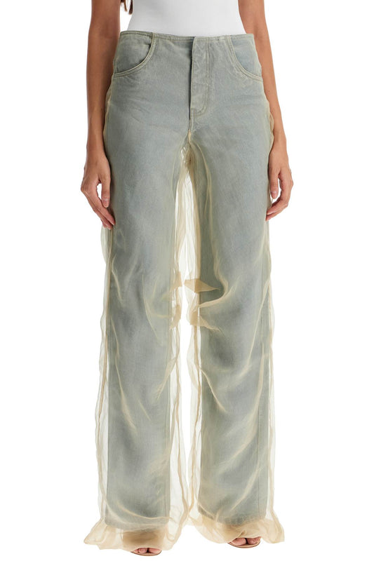 silk organza layered jeans with a touch