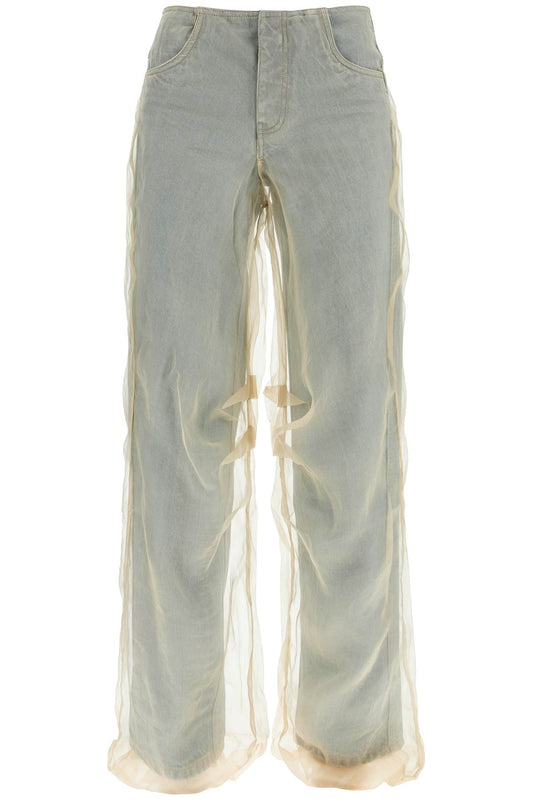 silk organza layered jeans with a touch