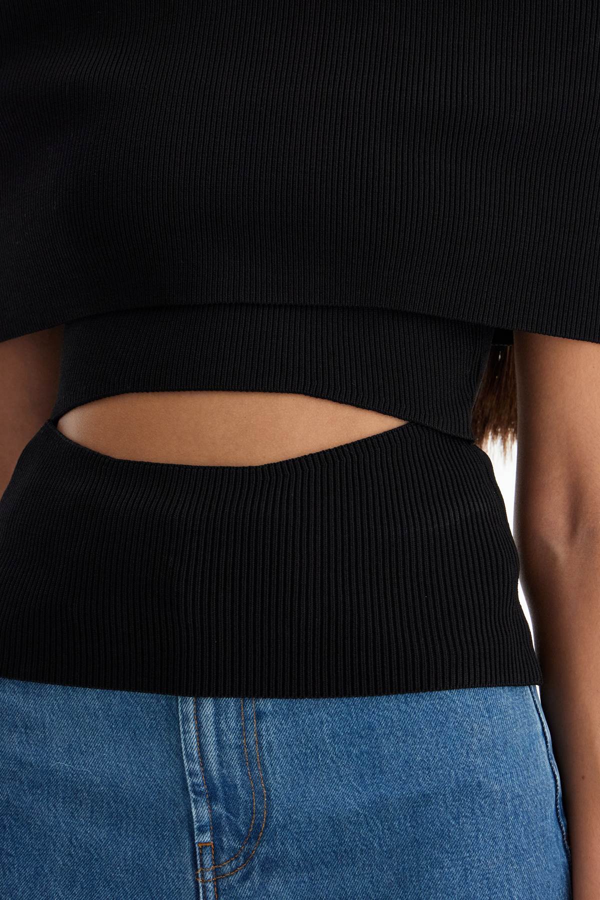 'ribbed knit off-shoulder