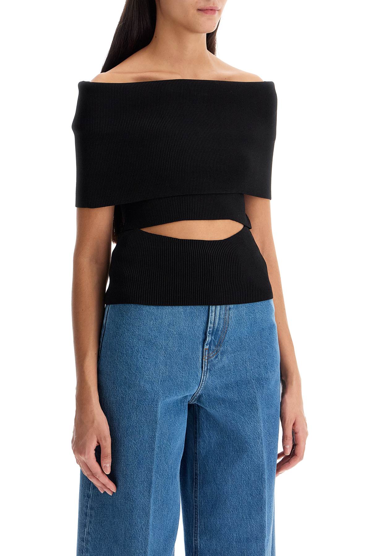 'ribbed knit off-shoulder