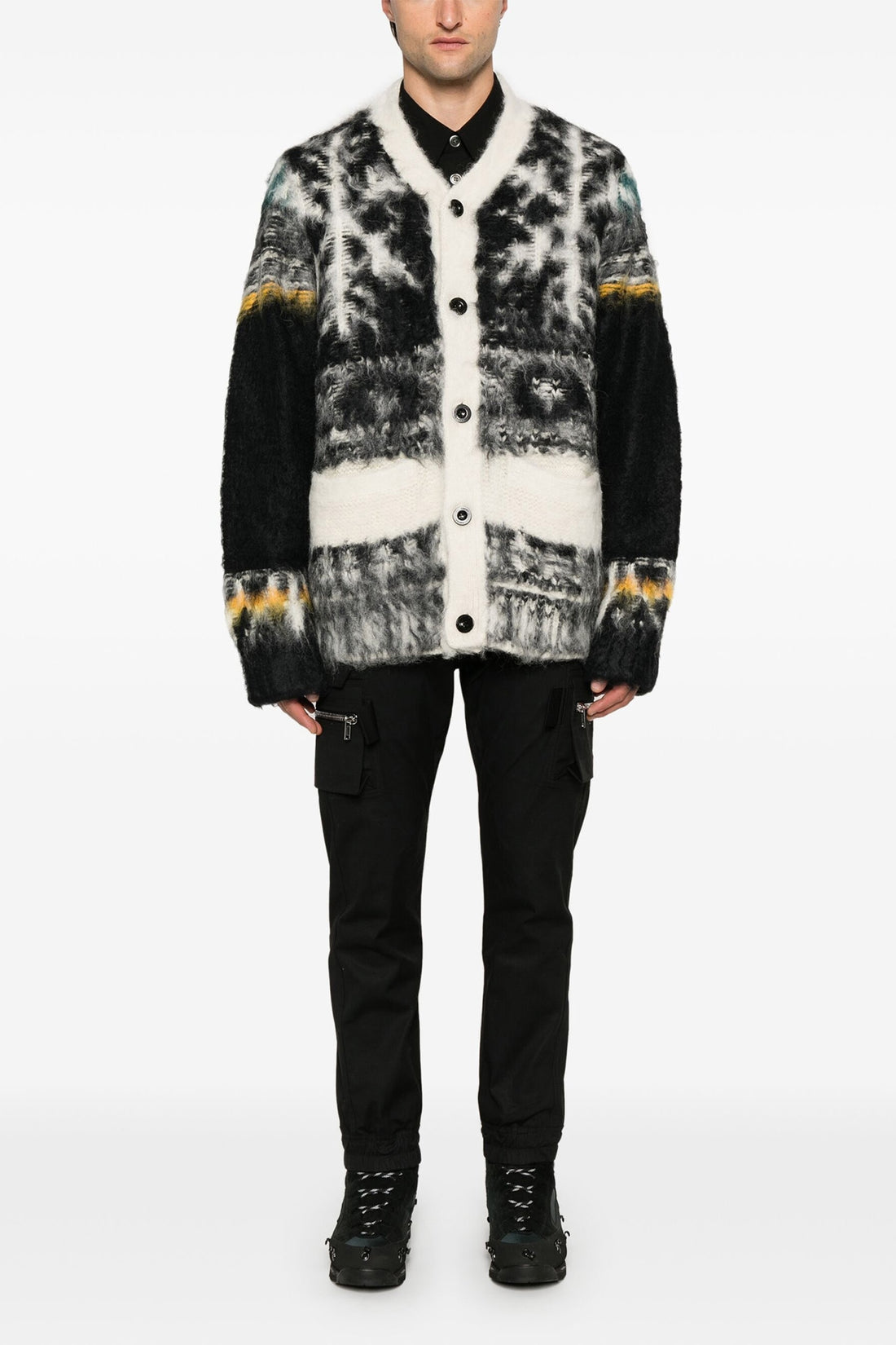 SACAI 2 patterned sweater in alpaca blend