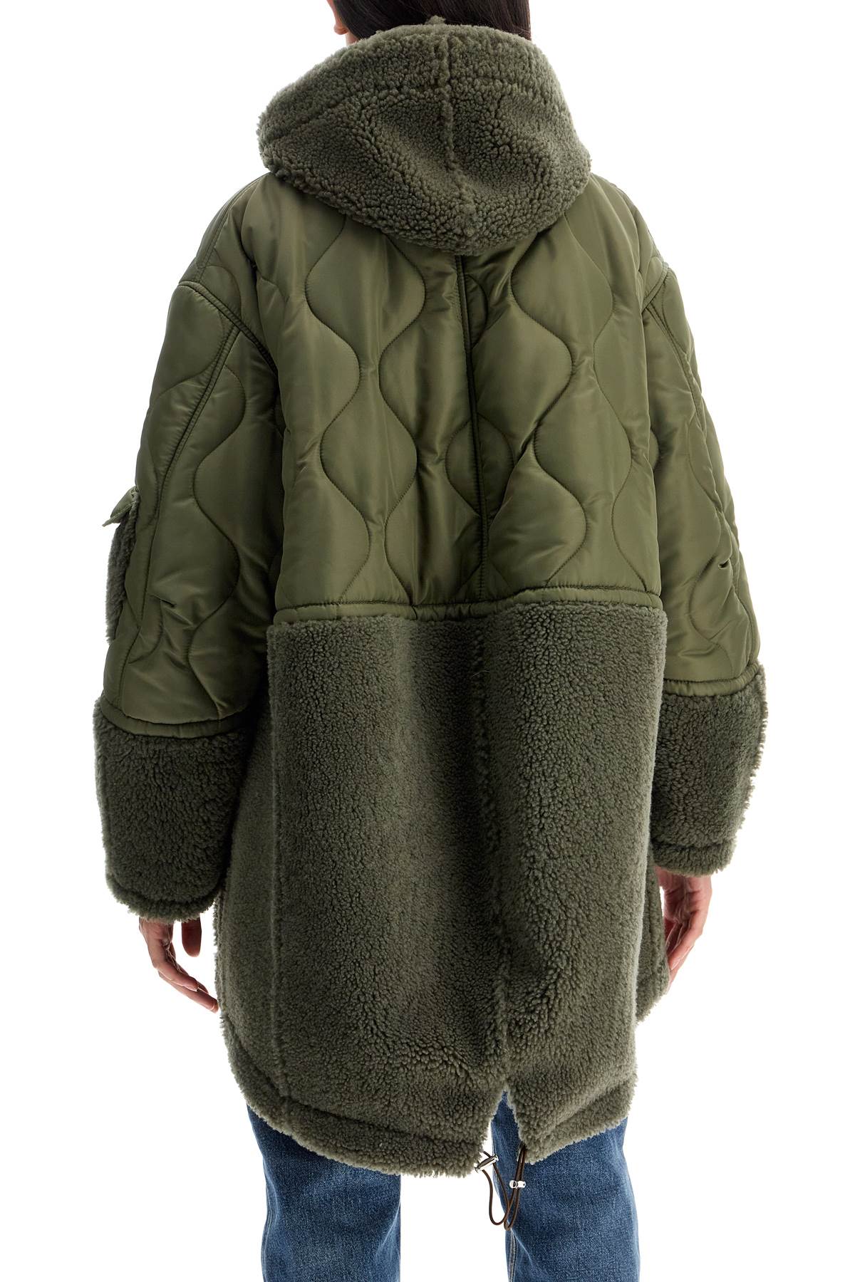 shearling and nylon parka