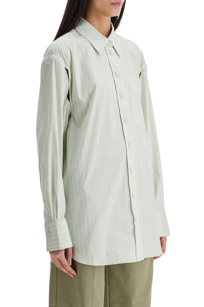 mint green cotton shirt with white stripes