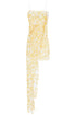 mini dress in yellow floral lace with adjustable straps