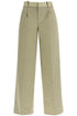 wide leg green linseed cotton trousers