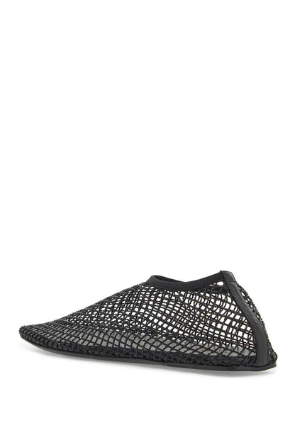 mesh ballerina flats with micro crystals