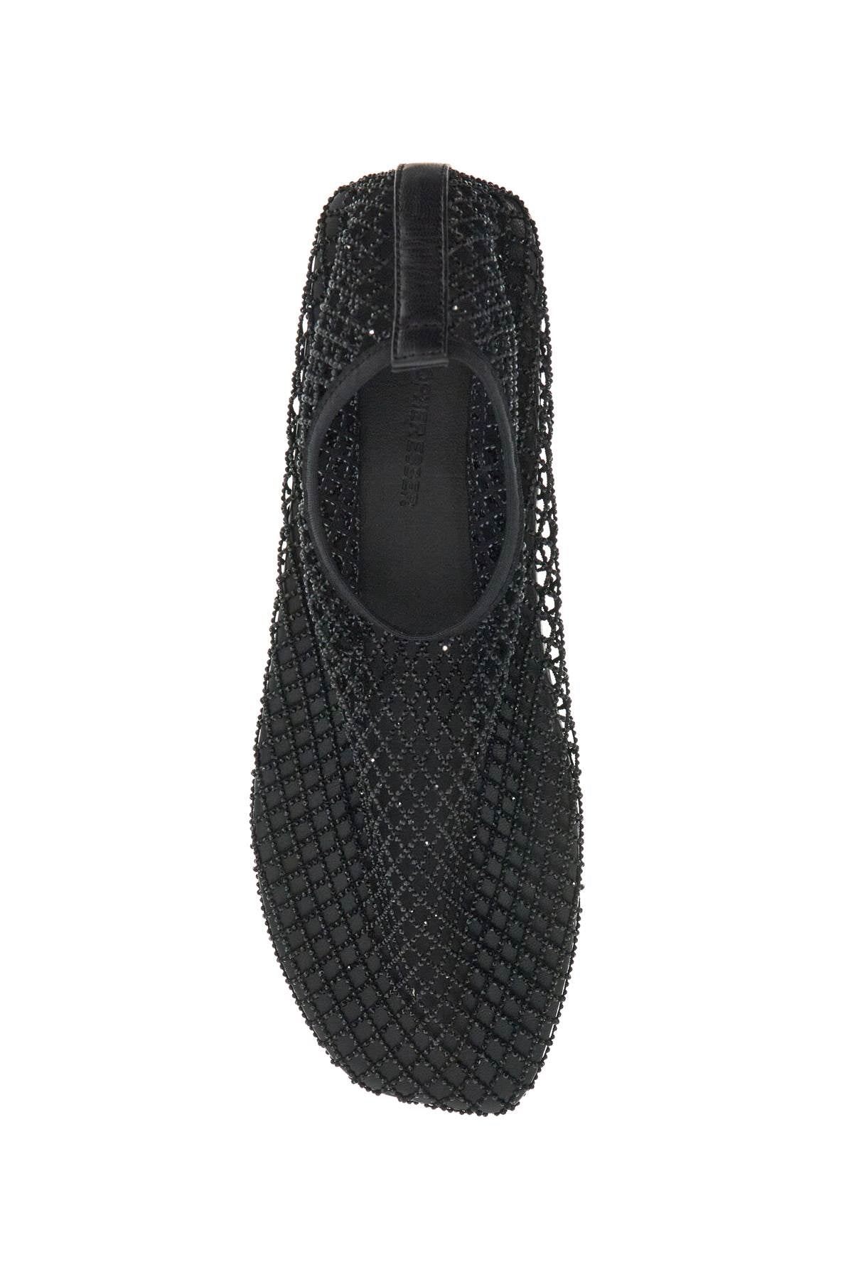 mesh ballerina flats with micro crystals