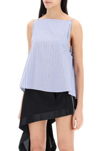 striped sleeveless top in poplin