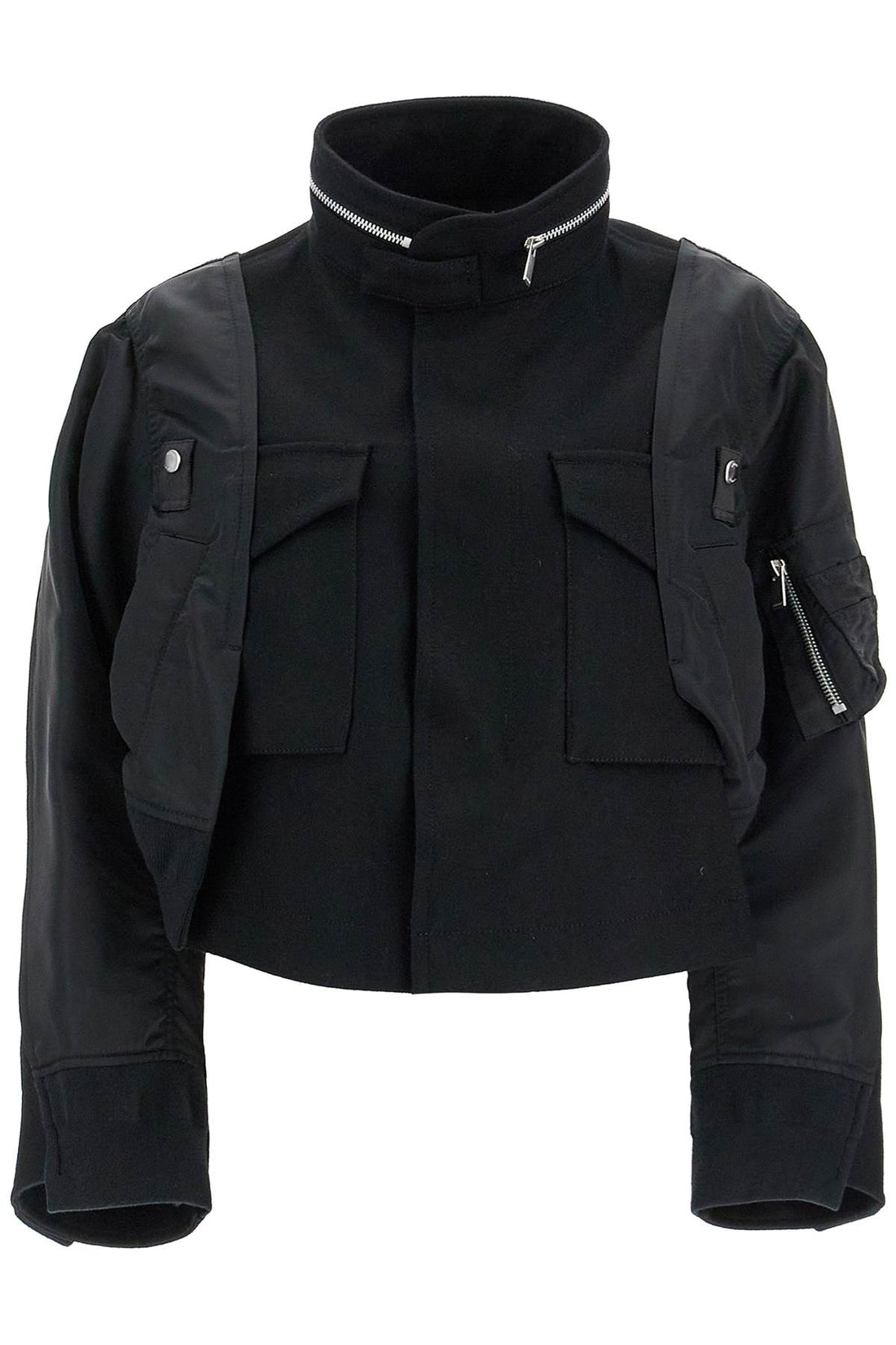 boxy wool and nylon jacket