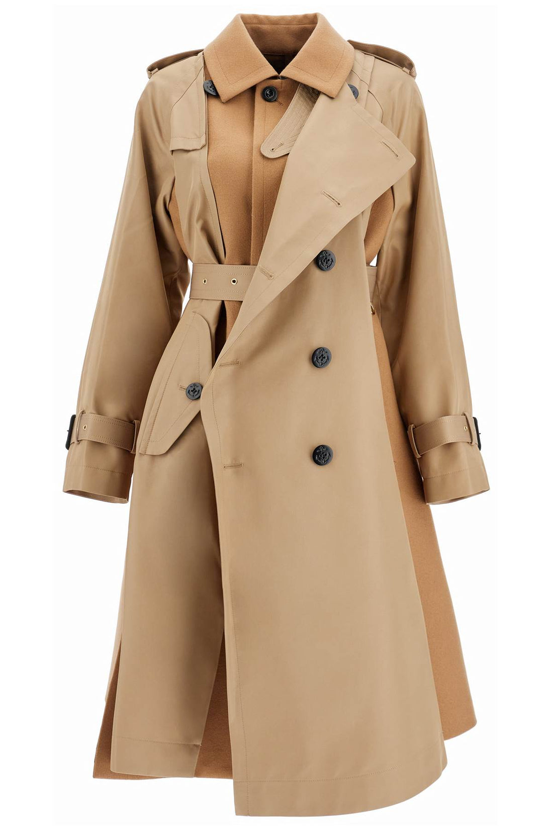 hybrid coat in gabardine and