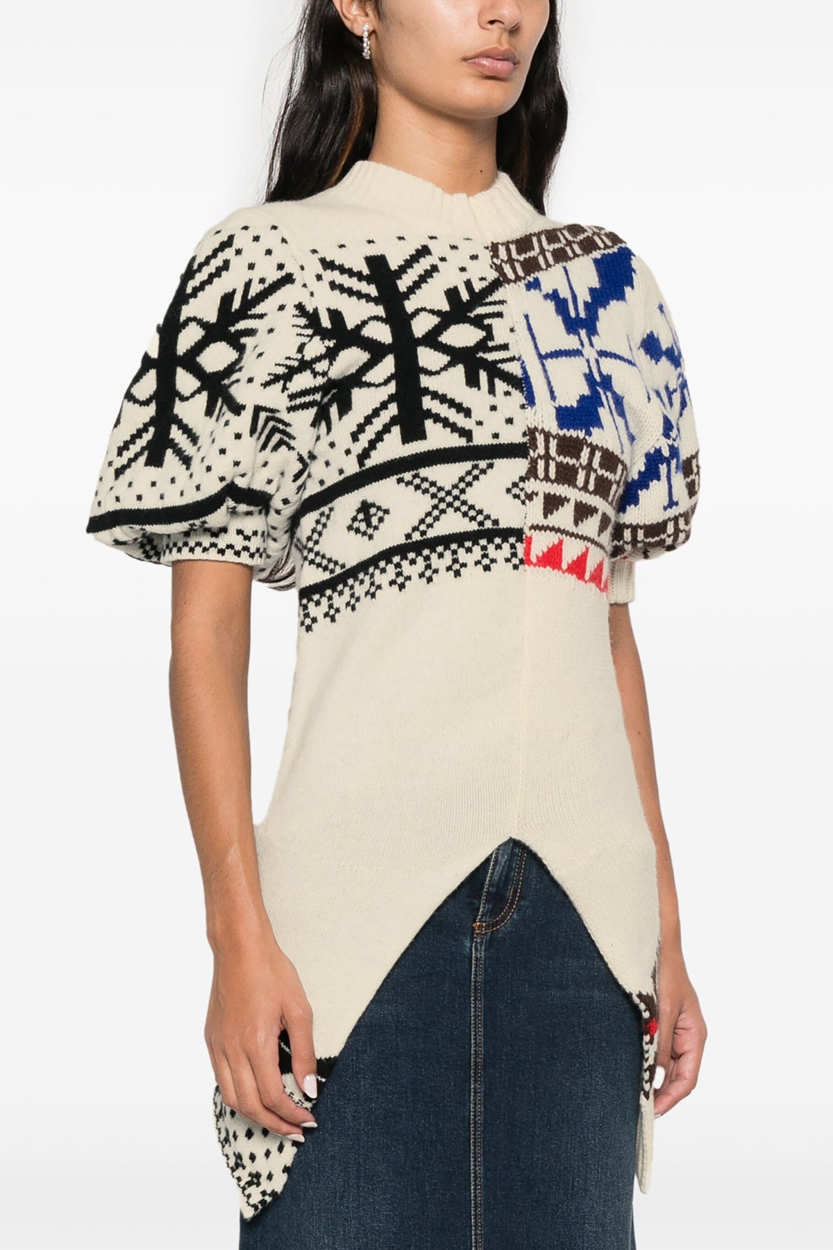 jacquard sweater in wool blend