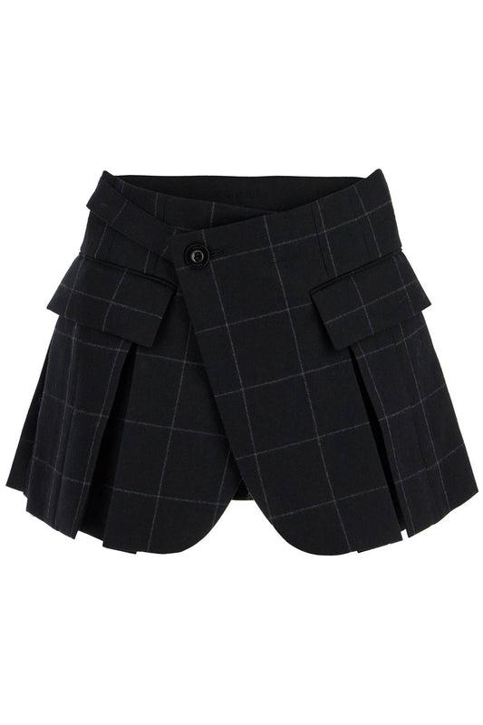 plaid wool skort with check