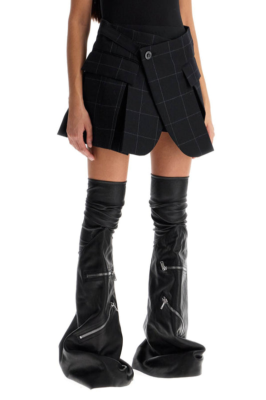 plaid wool skort with check