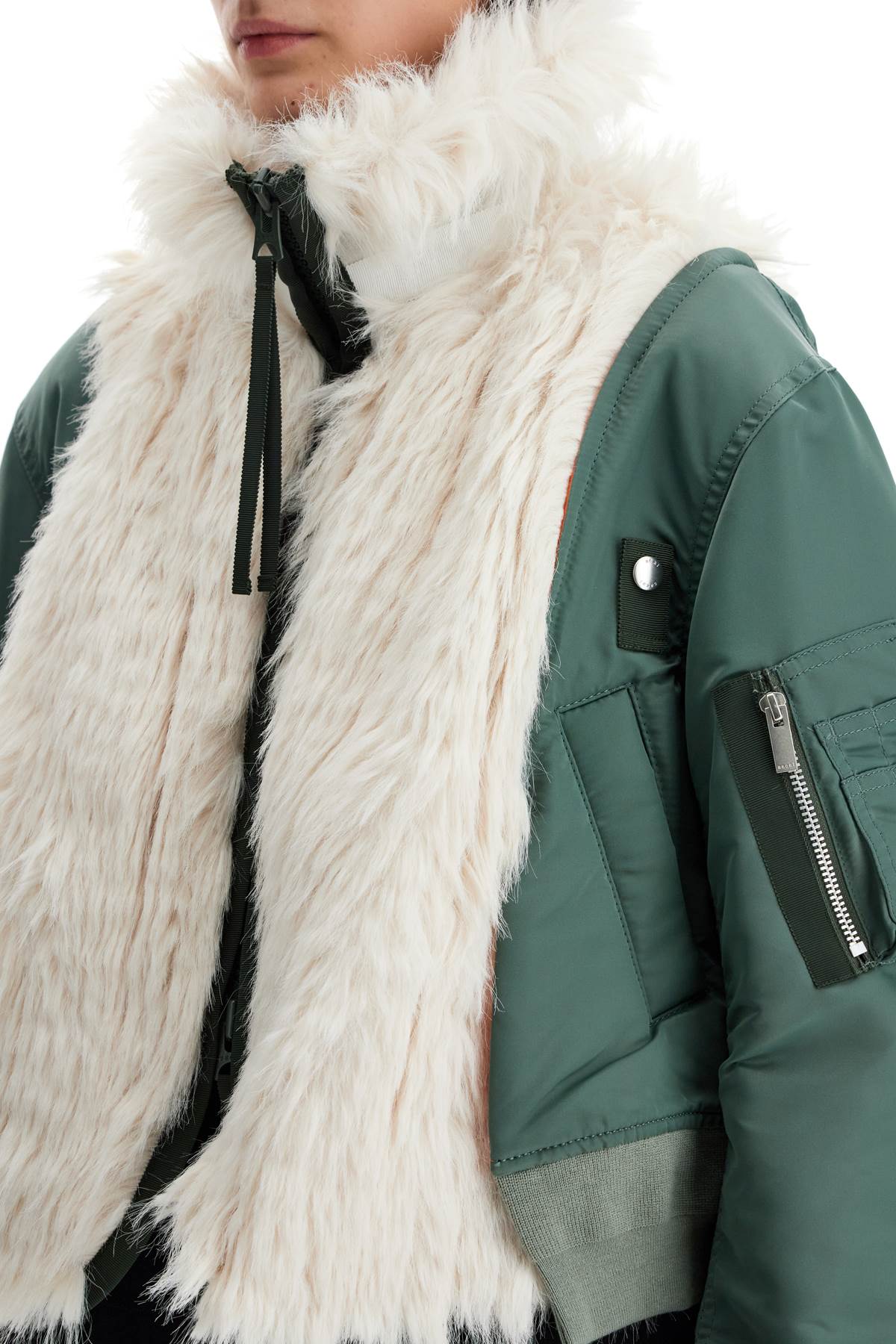 jacket with faux fur inserts