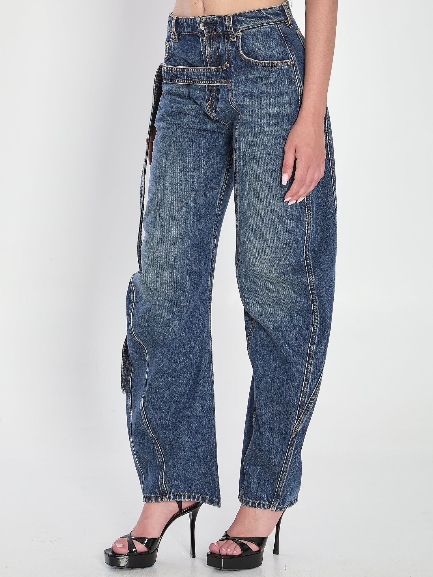JEAN PAUL GAULTIER 25 strap jeans in denim 