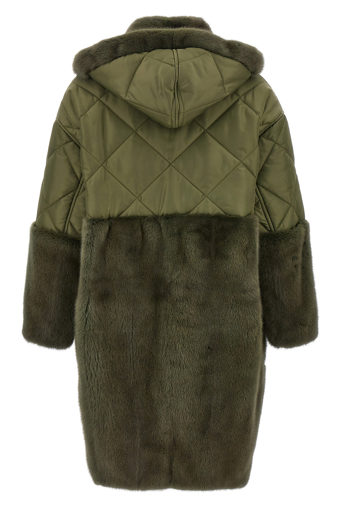 BLANCHA 40 long nylon diamond-visone quilted nylon down jacket
