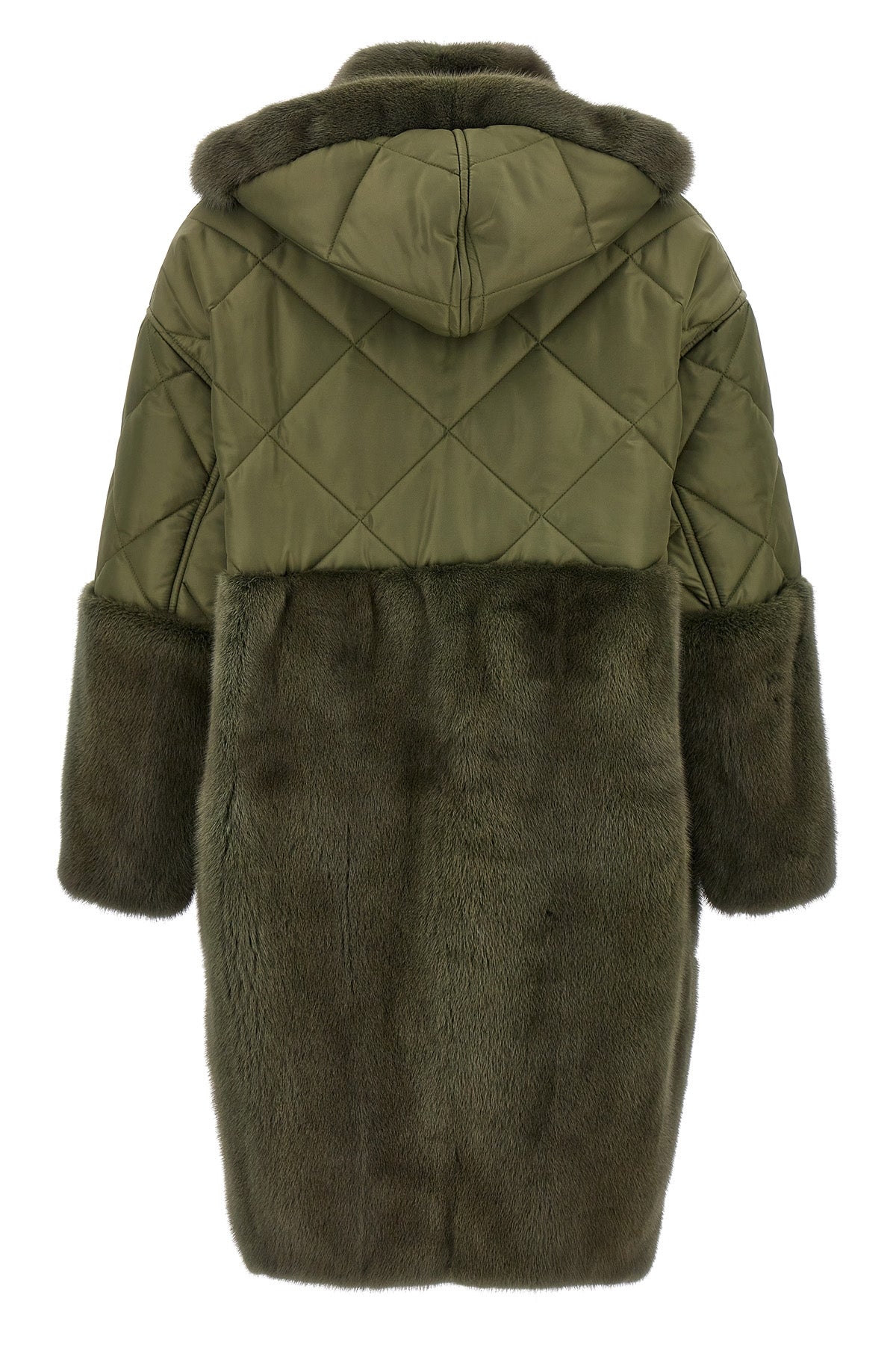 long nylon diamond-visone quilted nylon down jacket