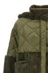 long nylon diamond-visone quilted nylon down jacket