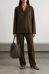 toteme embroidered modal flannel pants
