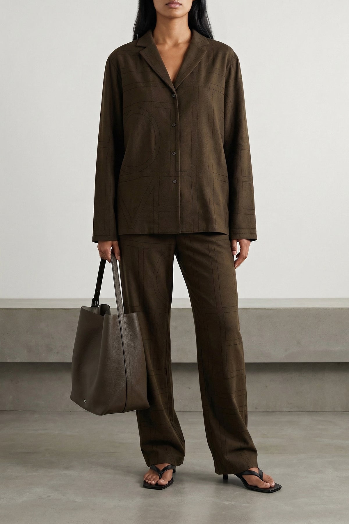 toteme embroidered modal flannel pants