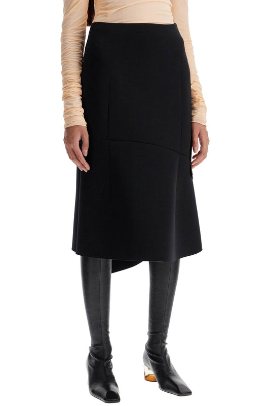 midi scuba skirt with draping