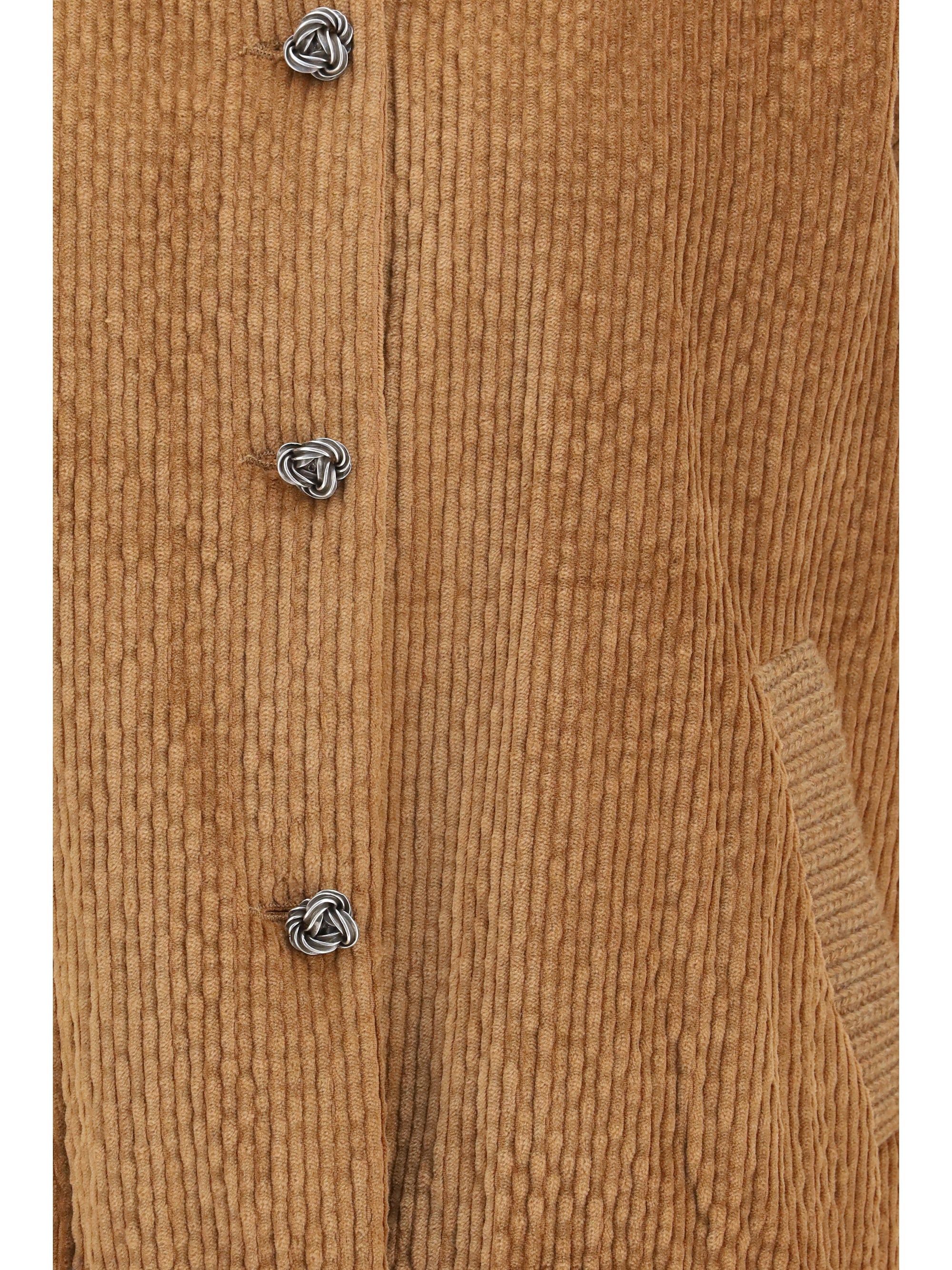 corduroy jacket with embellished button closure