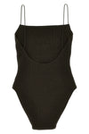smock-stitch stretch fabric one-piece swimsuit