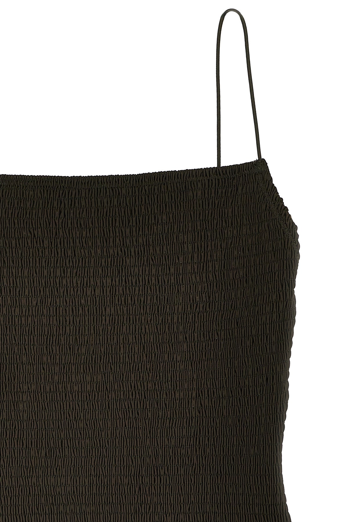 smock-stitch stretch fabric one-piece swimsuit