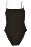smock-stitch stretch fabric one-piece swimsuit