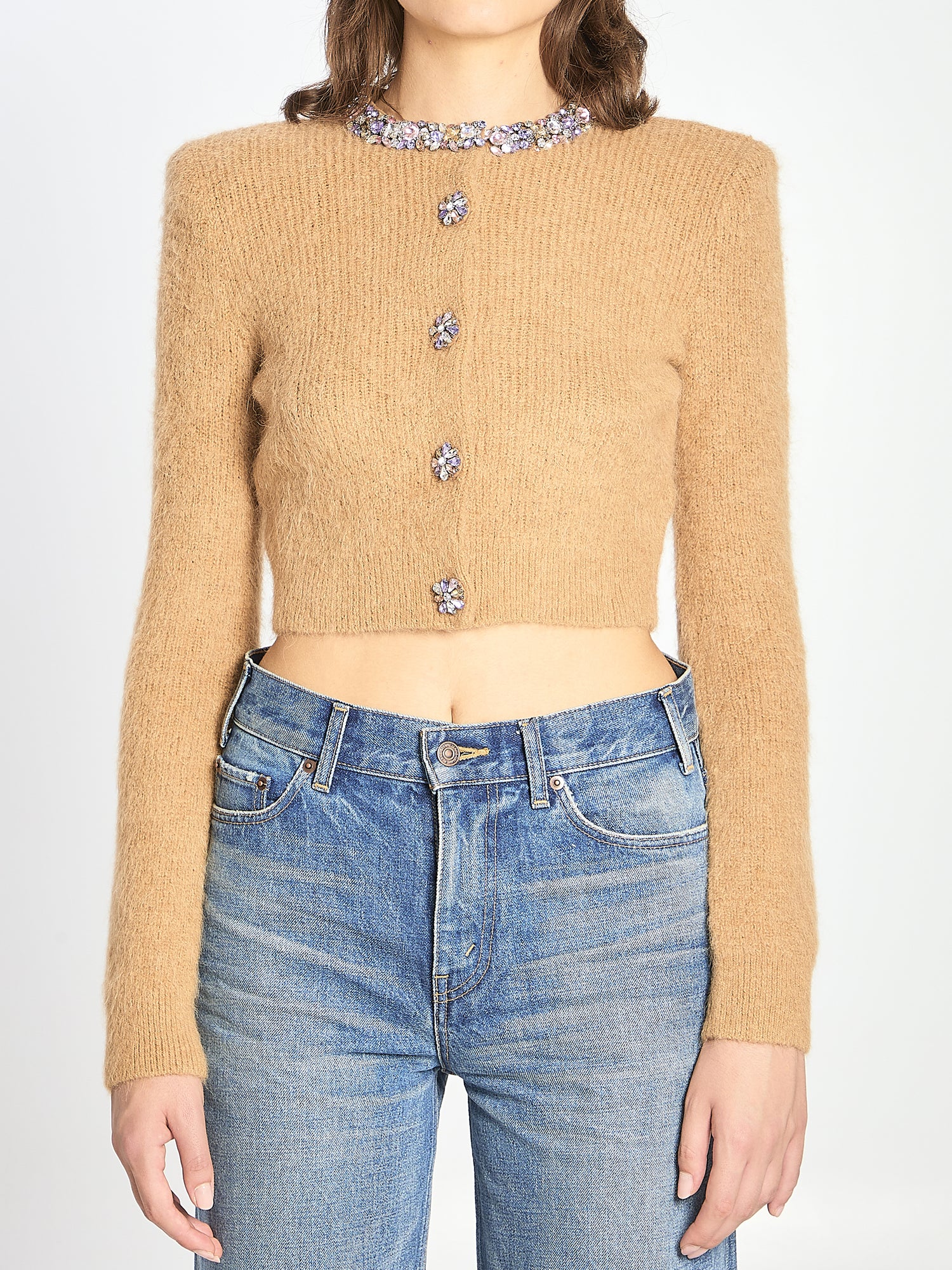 SELF PORTRAIT M embellished trim cardigan 