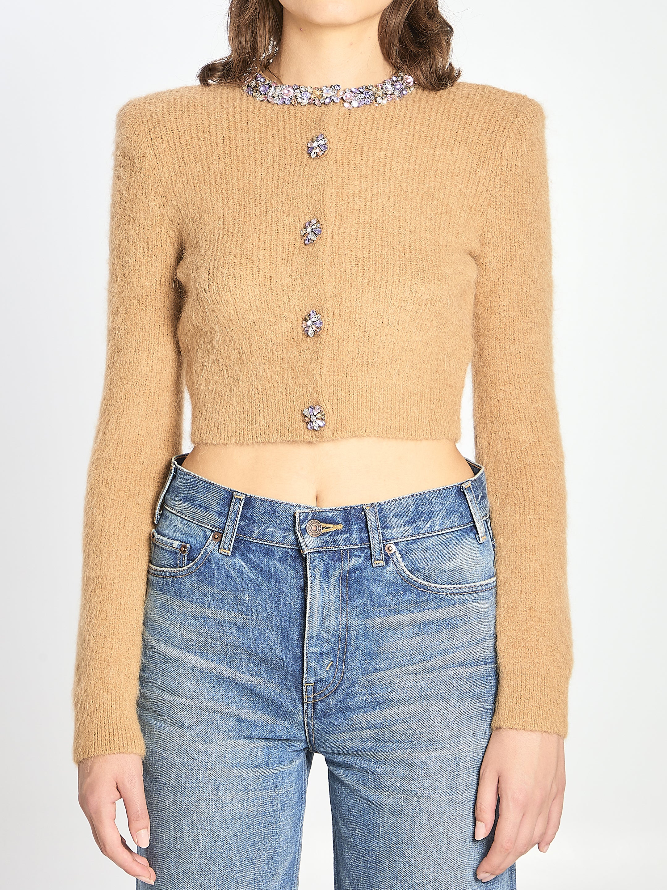 SELF PORTRAIT M embellished trim cardigan 