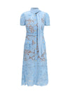 midi lace dress with bow collar