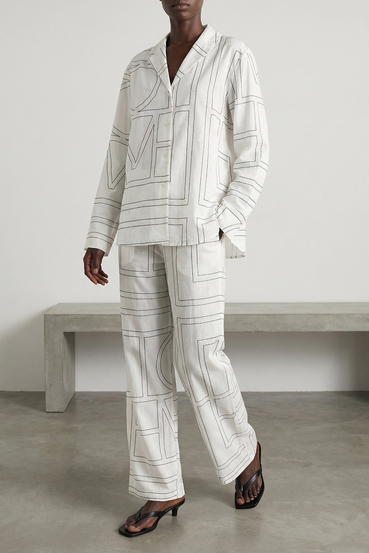 toteme light cotton blend pants embroidered