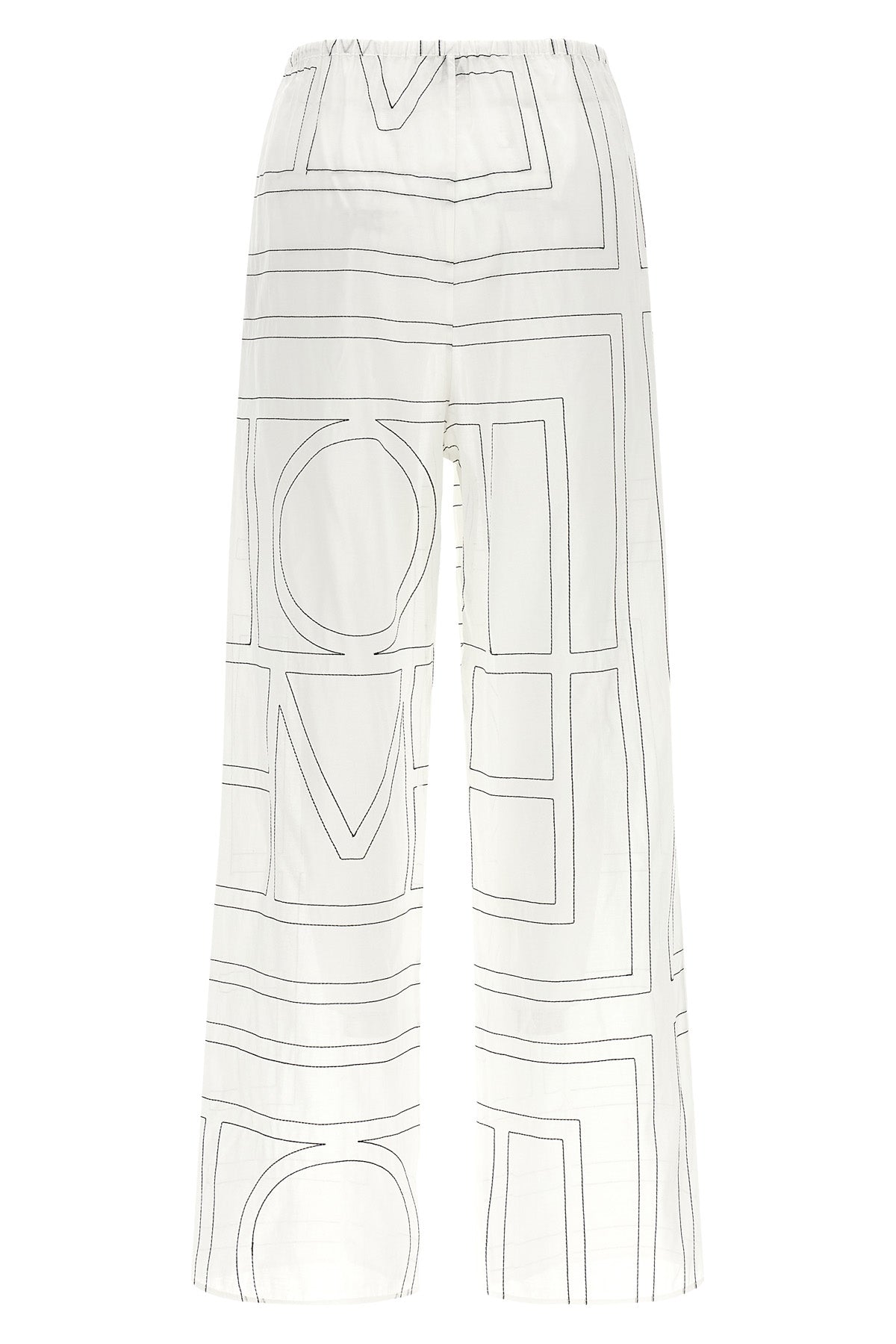 toteme light cotton blend pants embroidered