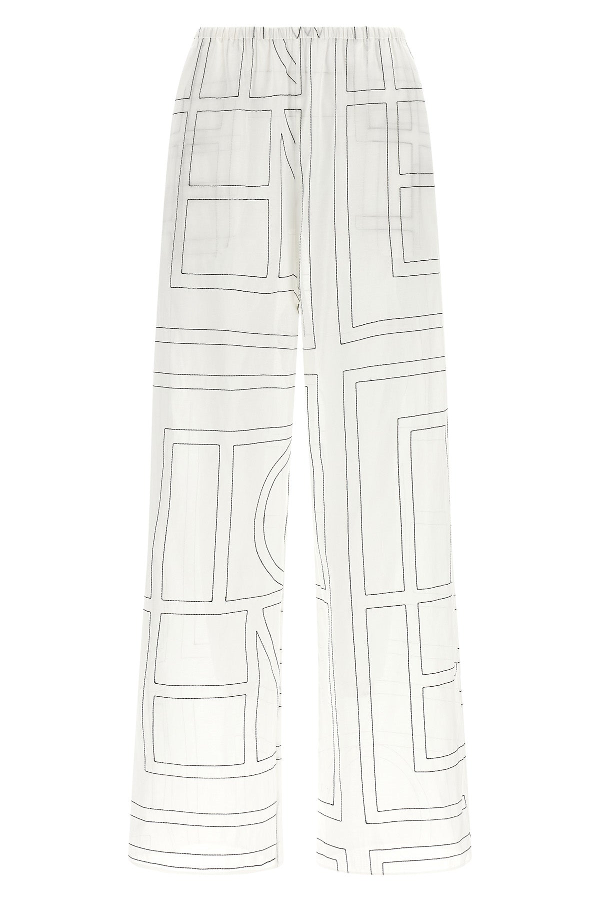 toteme light cotton blend pants embroidered