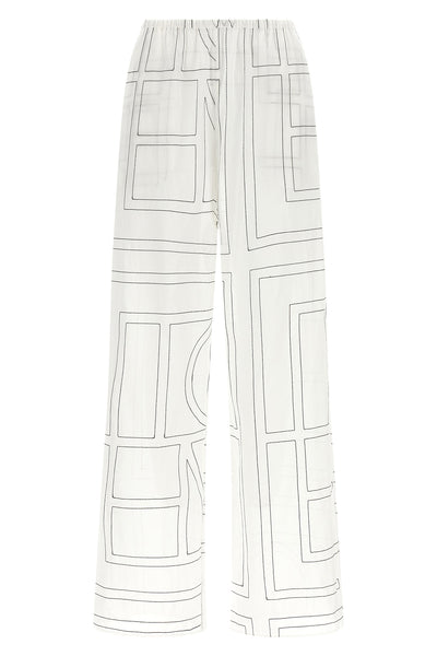 toteme light cotton blend pants embroidered