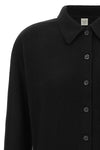 the toteme shirt redefines the codes of knitwear through a hybrid and structured