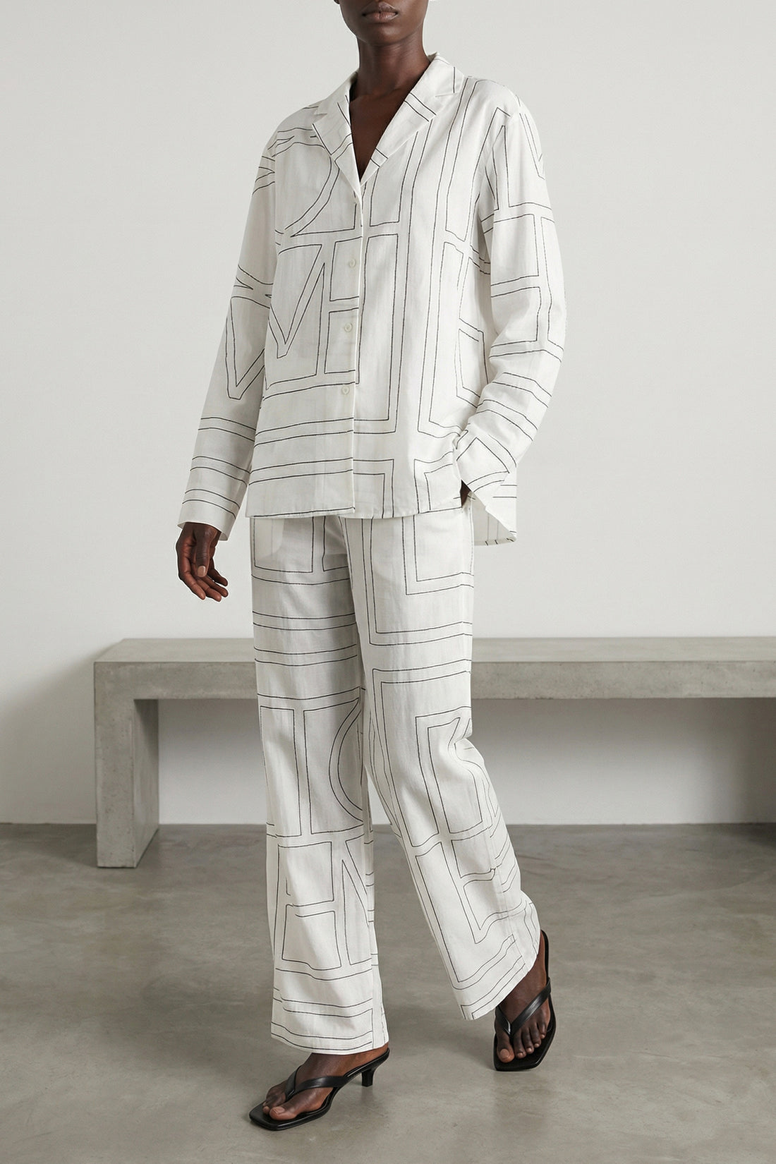 TOTEME 36 toteme shirt in lightweight semi-transparent voile embroidered
