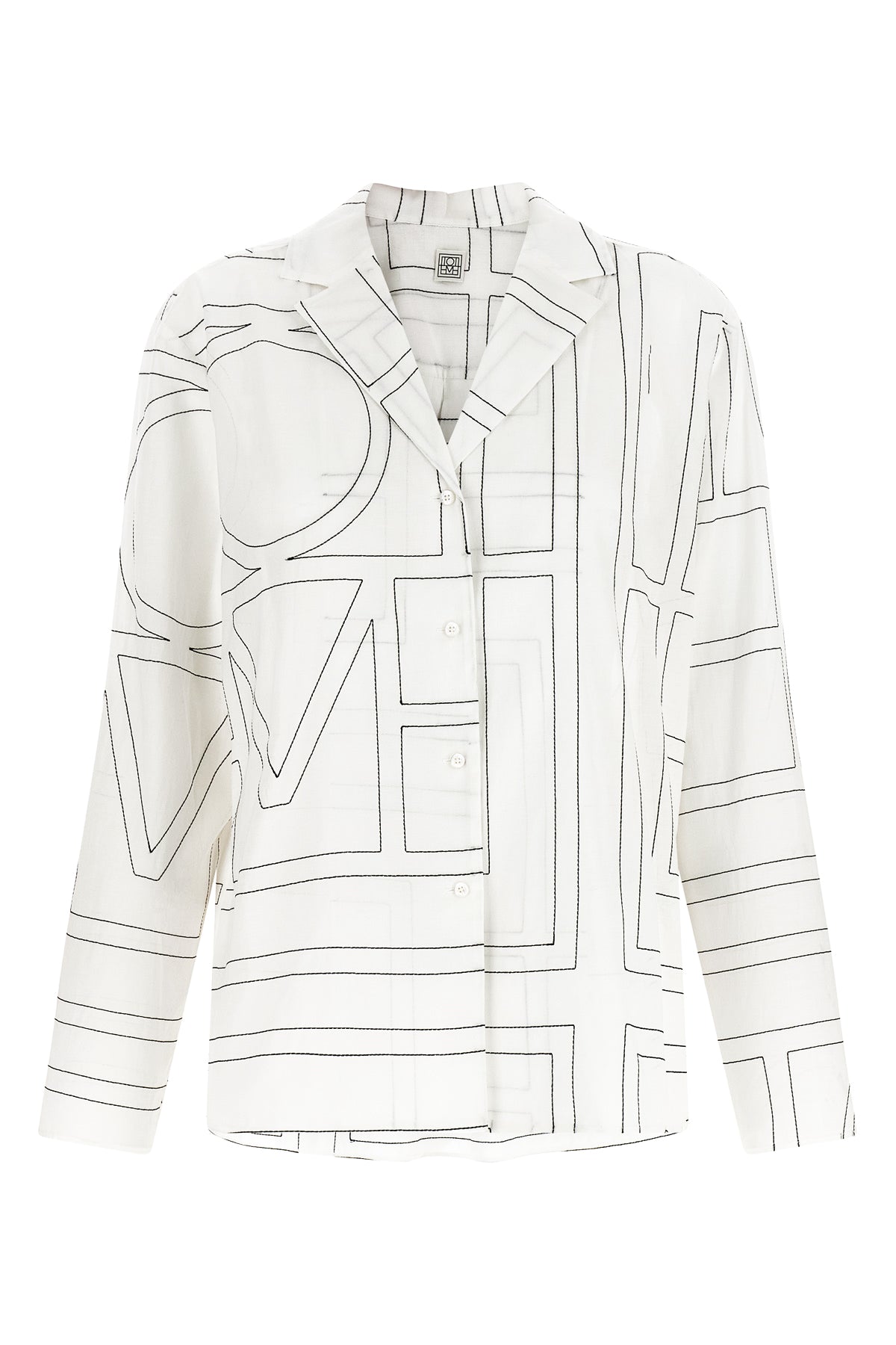 toteme shirt in lightweight semi-transparent voile embroidered