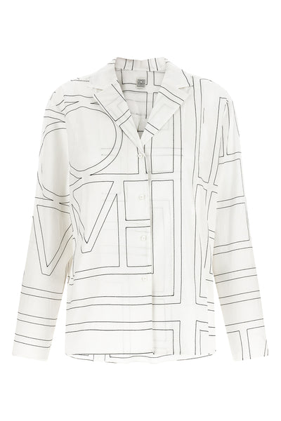 toteme shirt in lightweight semi-transparent voile embroidered