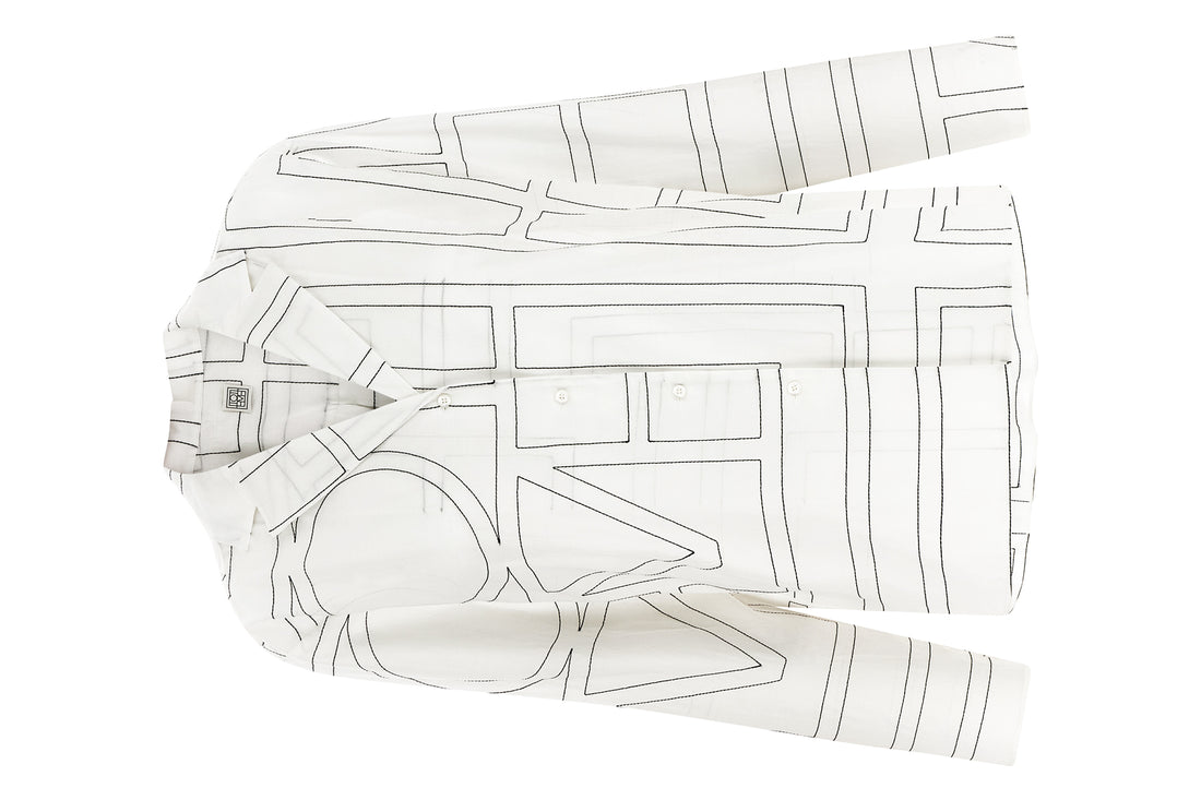 TOTEME 36 toteme shirt in lightweight semi-transparent voile embroidered