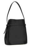 belted bucket leather shoulder bag