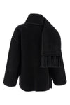 embroidered scarf jacket harvest wool blend coat