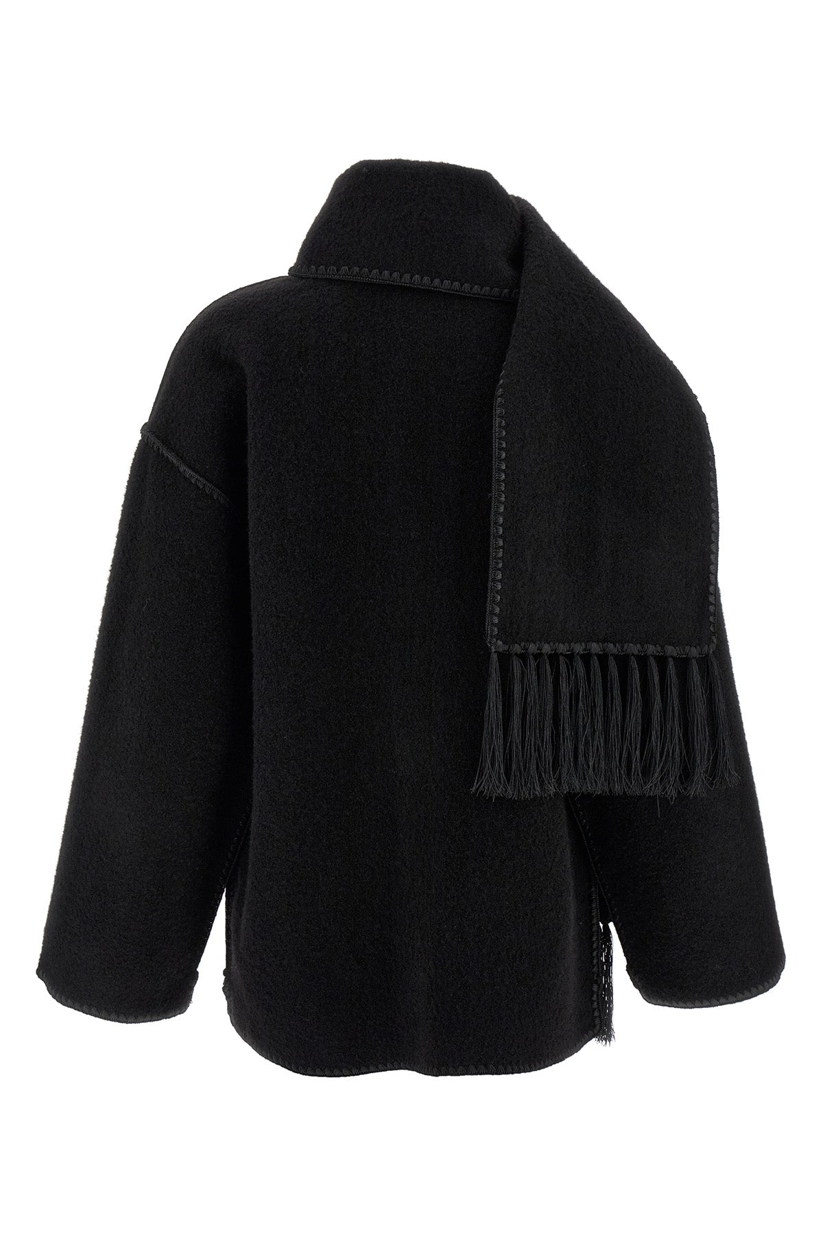 embroidered scarf jacket harvest wool blend coat